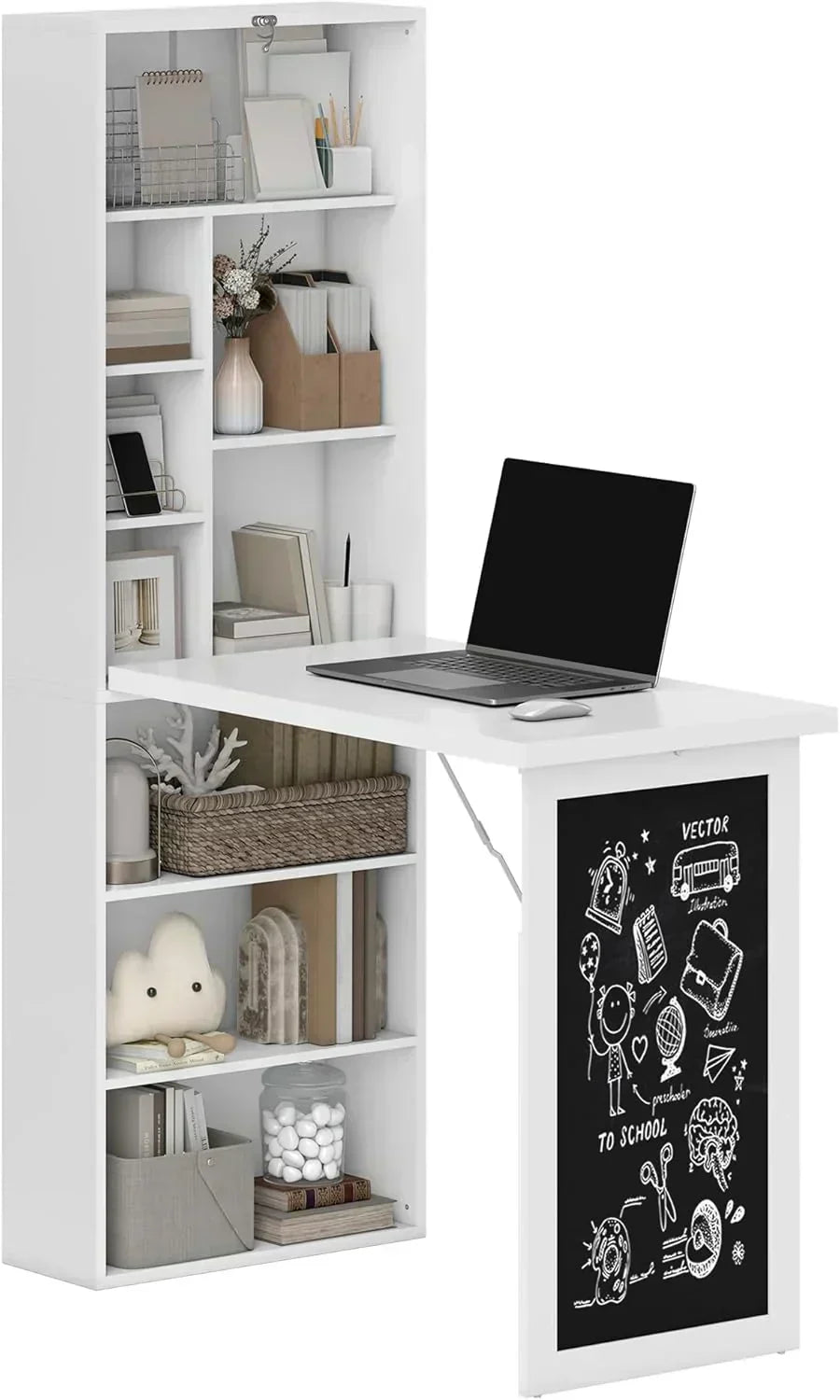 Folding convertible writing desk wall mounted desk cabinet multifunctional home workstation wourant