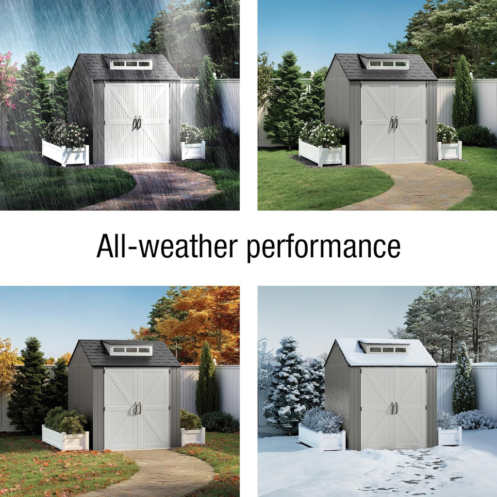 Rubbermaid Resin Outdoor Storage Shed With Floor Weather Resistant Gray Organization for Home wourant
