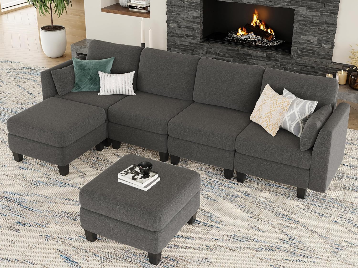 Modular Sectional Sof Convertible U Shaped Sofa Couch with High Density Memory Foam wourant