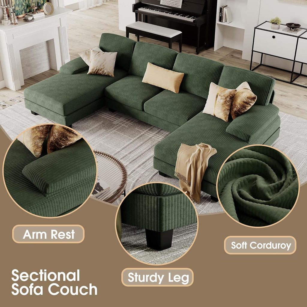 Furmax Sectional Couches for Living Room U-Shaped Sofa Couch Linen Fabric 4 Seat Sofa Set wourant