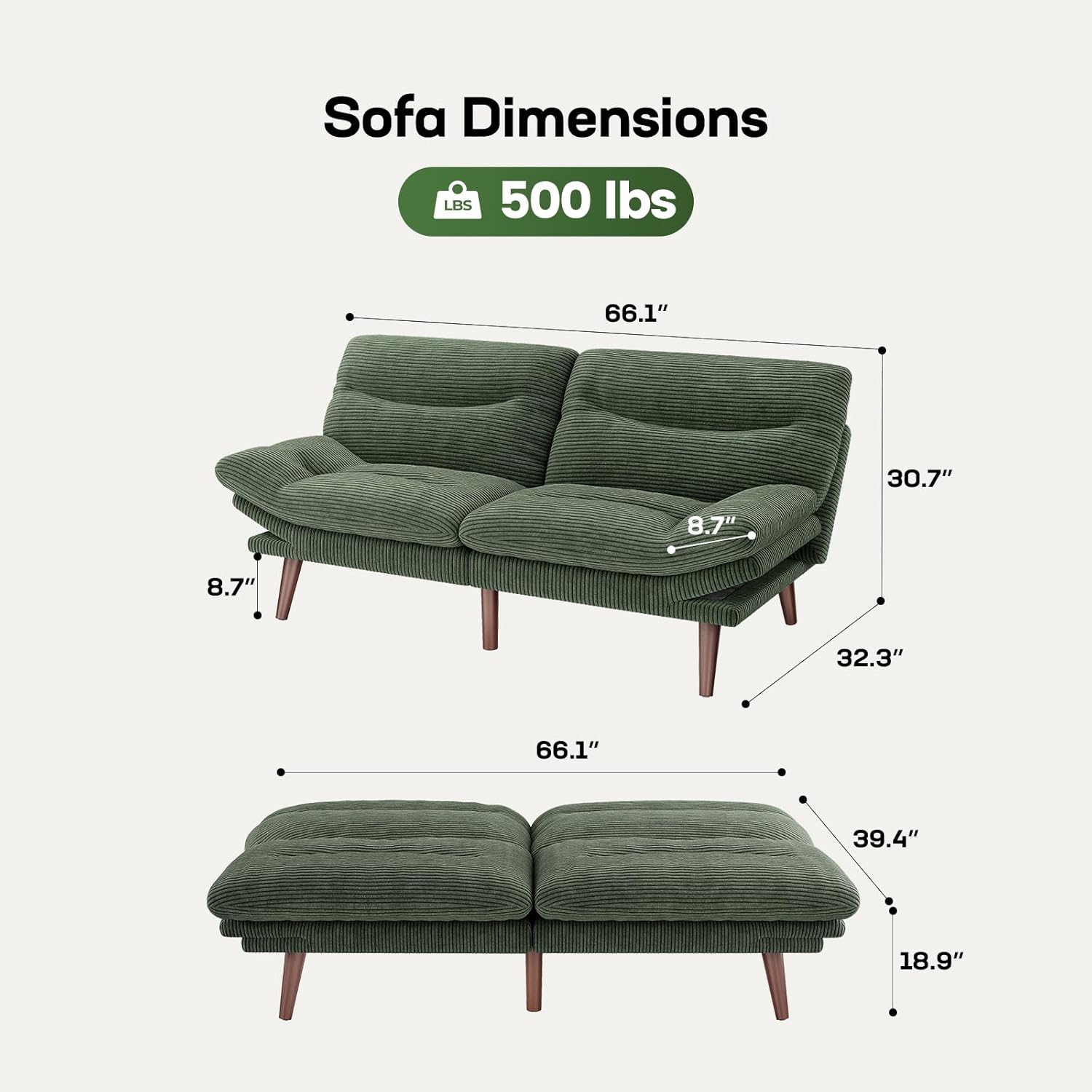 Futon Sofa Bed Futon Sofa Adjustable Back Armrests Converts to Small Sleeper Sofa Bed wourant