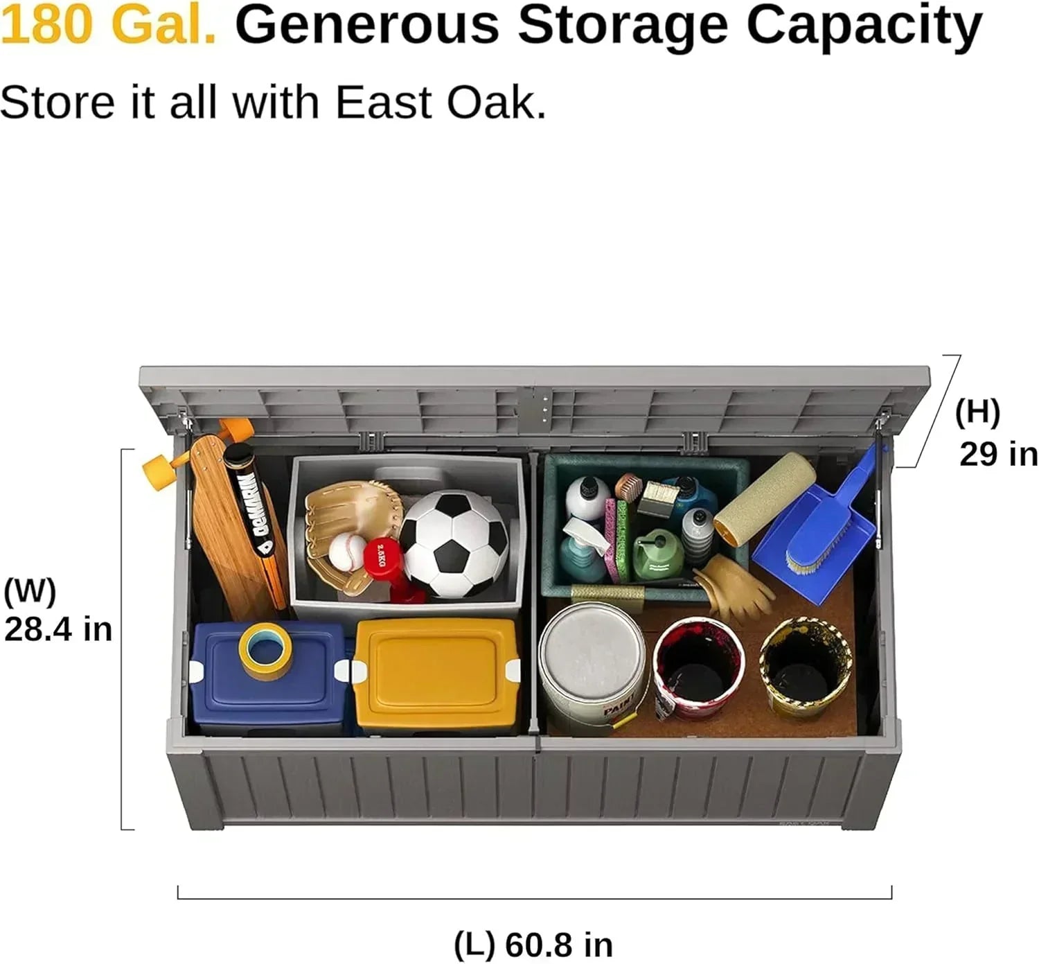 EAST OAK Outdoor Storage Box 60 Gallon Deck Box Indoor and Outdoor Use Waterproof Resin Storage wourant
