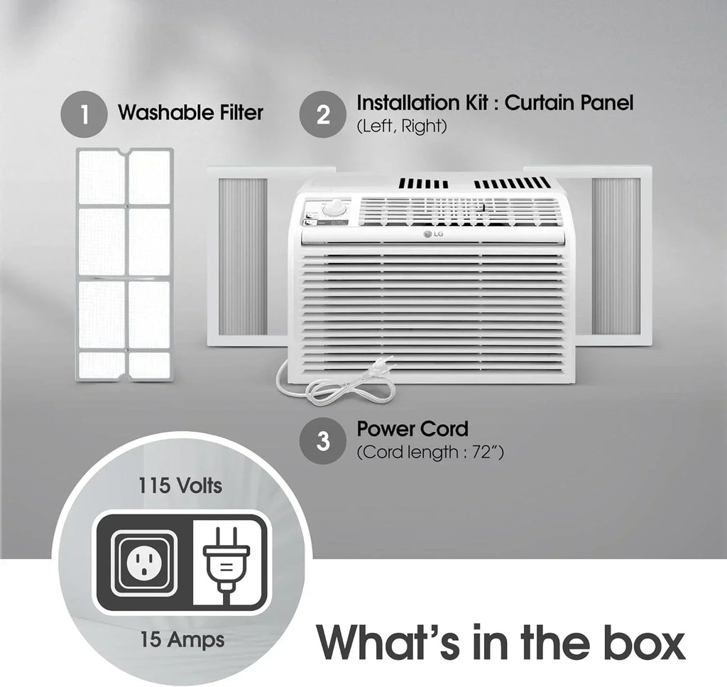 LG 5000 BTU Window Air Conditioners Easy Mechanical Control Ultra-Quiet Compact-size Cools Filter wourant