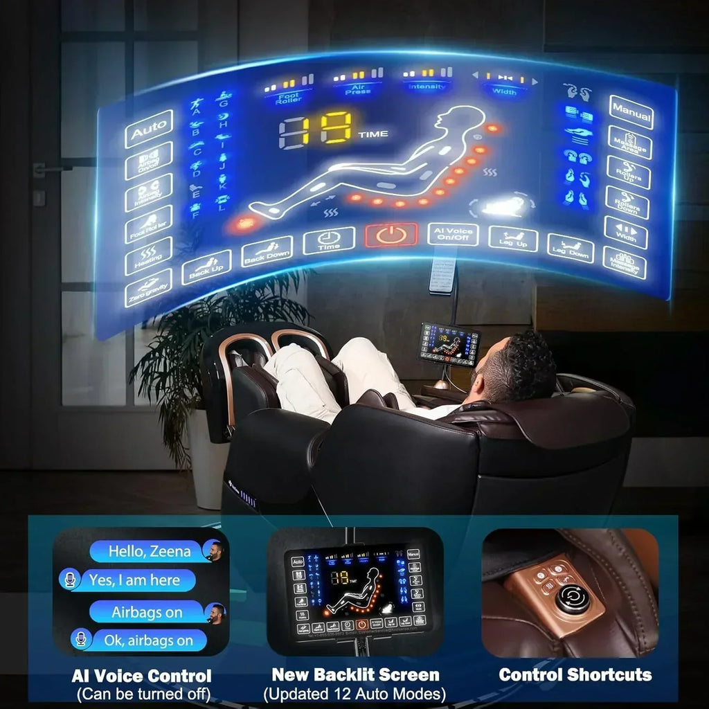 2025 Massage Chair Full Body Zero Gravity SL-Track Shiatsu Massage Recliner Chair with Heat wourant