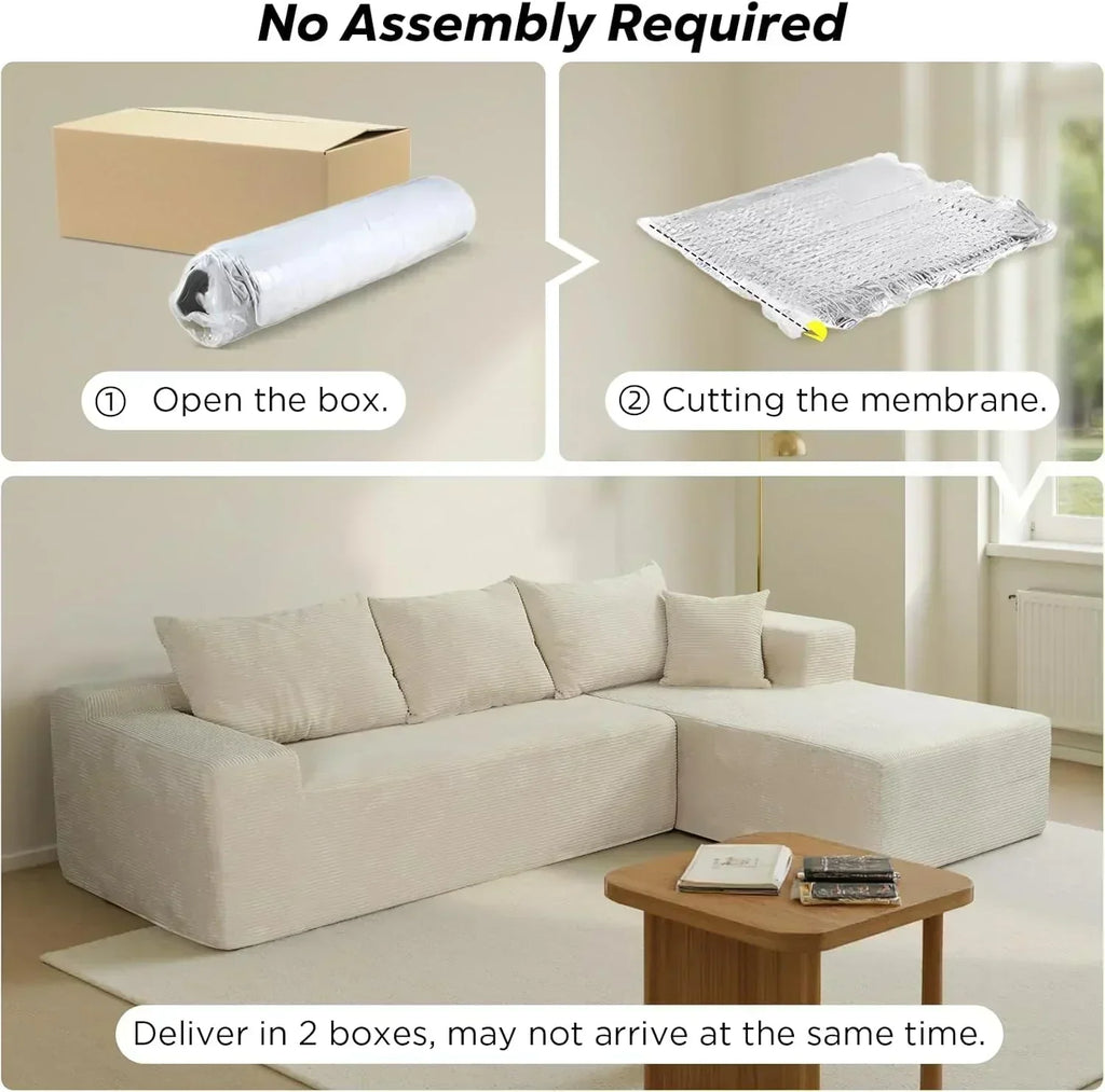 Cloud sofa with L-shaped lounge chair modern modular sofa with deep seats wourant