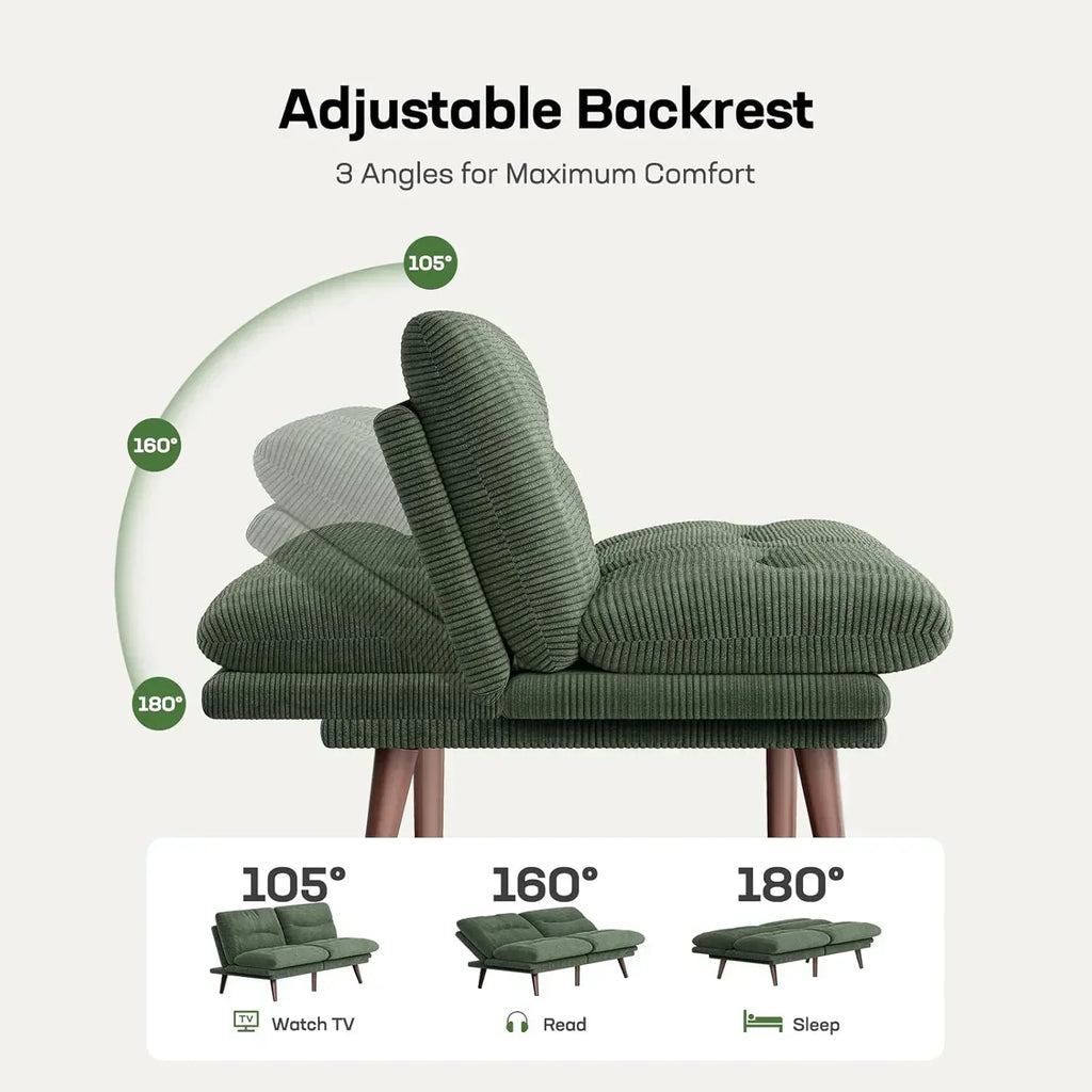Futon Sofa Bed Futon Sofa Adjustable Back Armrests Converts to Small Sleeper Sofa Bed wourant
