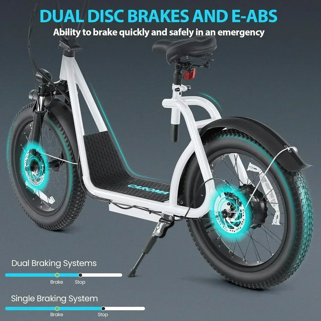 Caroma Peak 800W Foldable Adult Electric Scooter with 20-inch Wide Tires 48V Battery Basket wourant