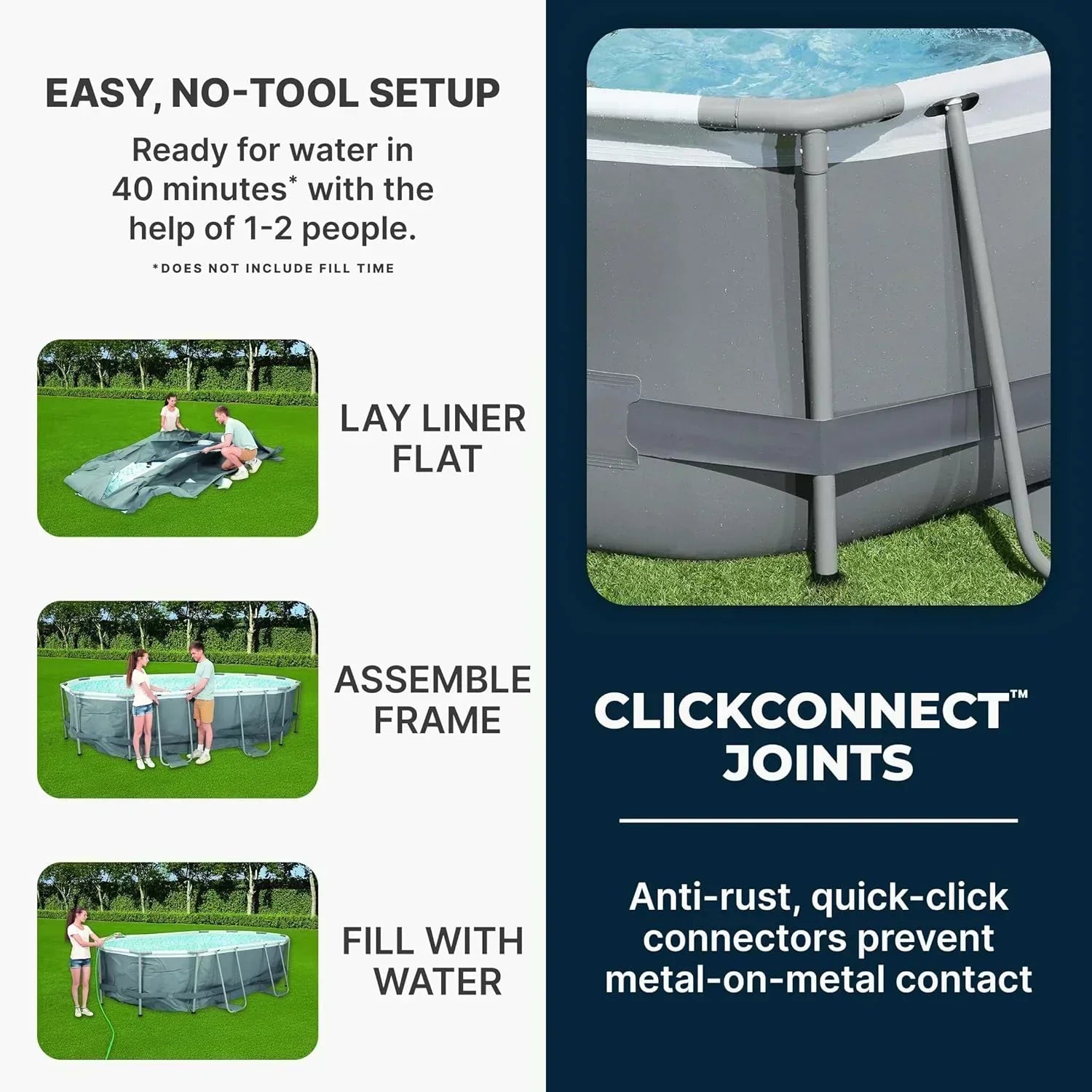 Power Steel 14' x 8'2" x 39.5" Oval Above Ground Pool Set Includes 530gal Filter Pump Ladder wourant