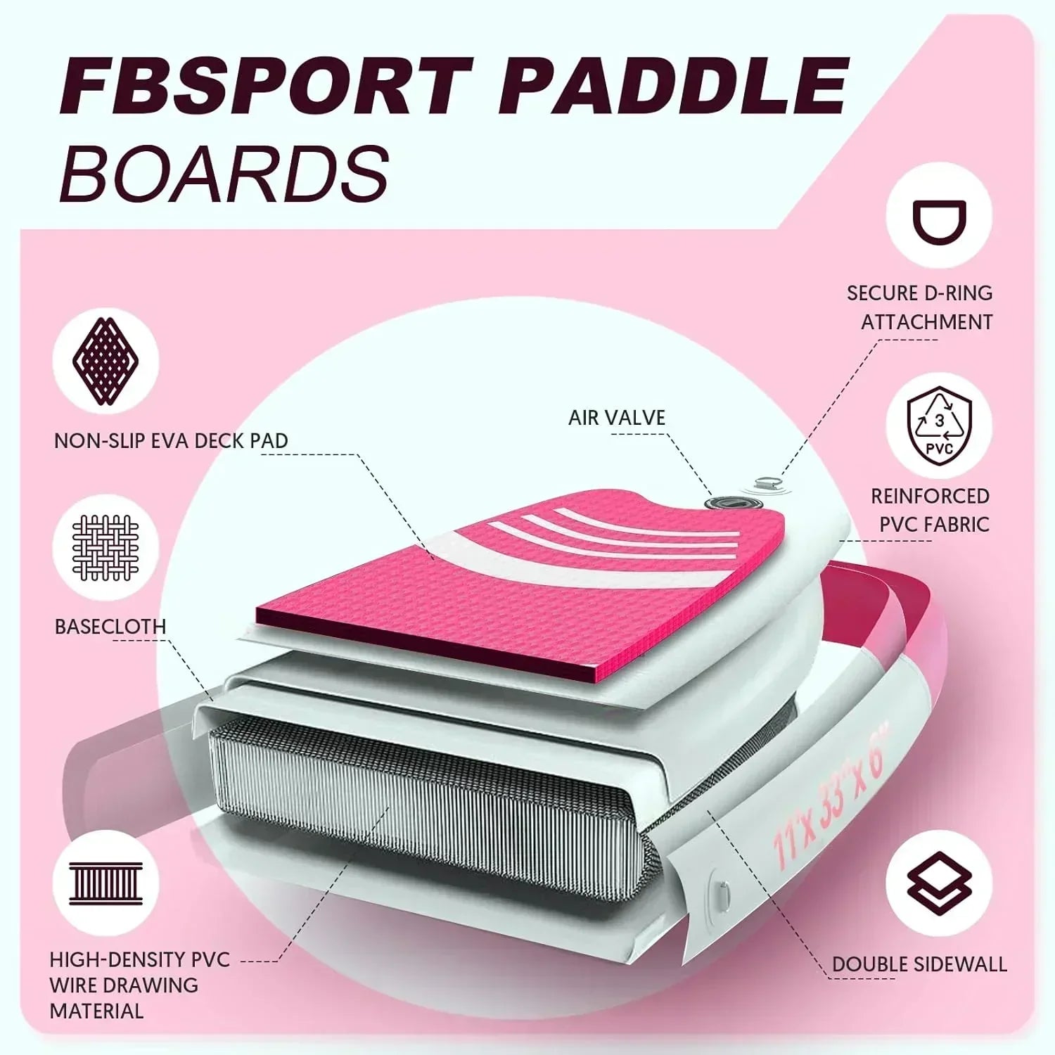 FBSPORT 11' Premium Stand Up Paddle Board Yoga Board with Durable SUP Accessories Carry Bag wourant