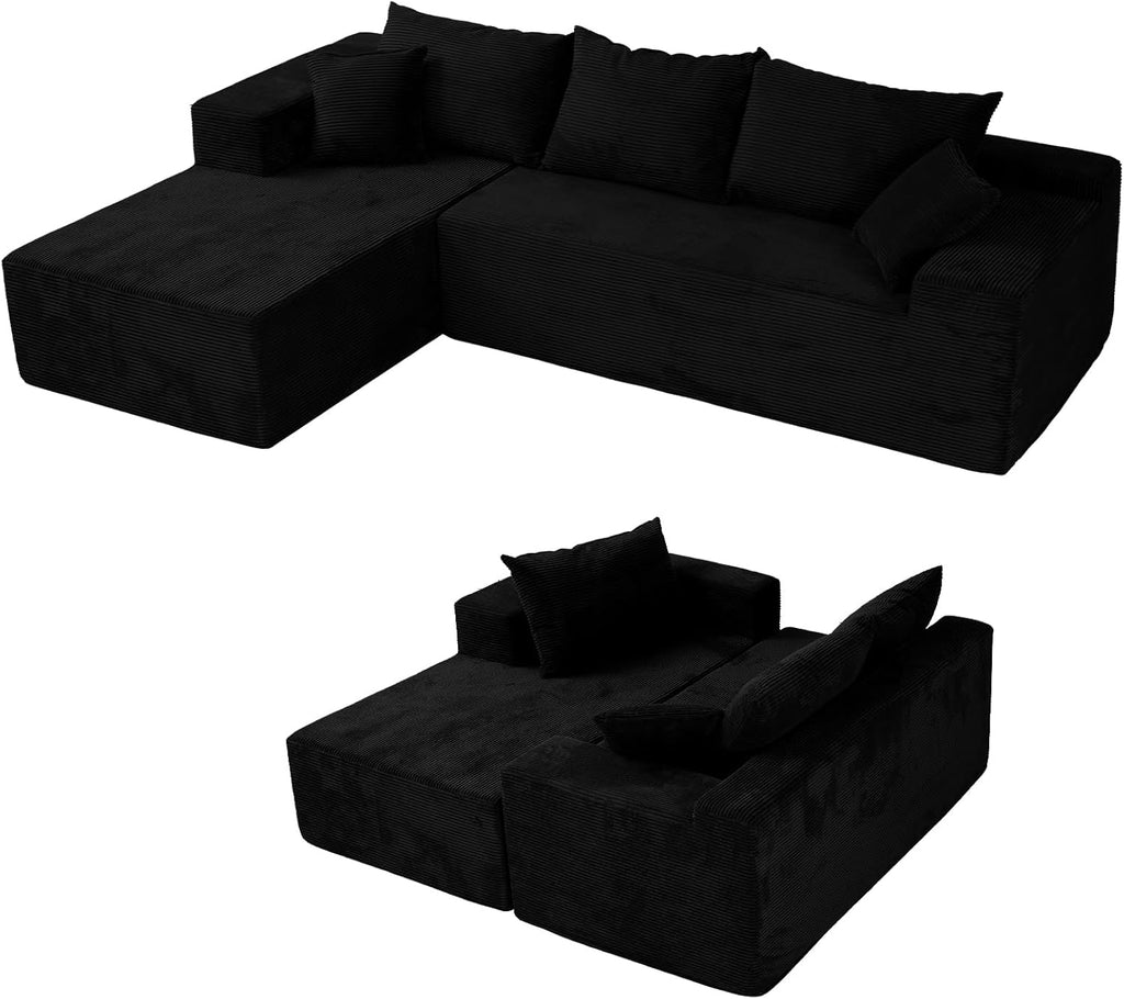 Cloud sofa with L-shaped lounge chair modern modular sofa with deep seats wourant