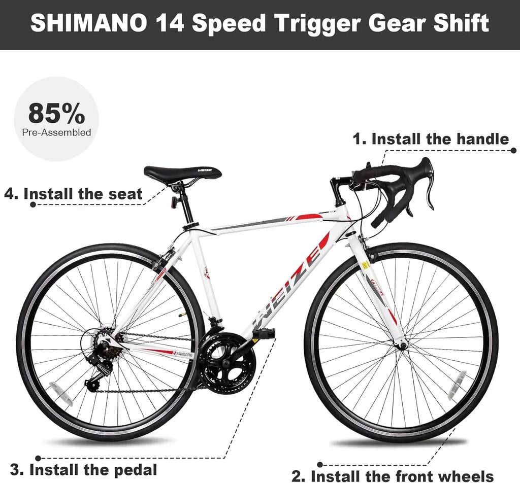 WEIZE Road Bike 700C Wheel City Commuter Bicycle Shimano 14 Speed Drop Bar Racing Adult Bike wourant