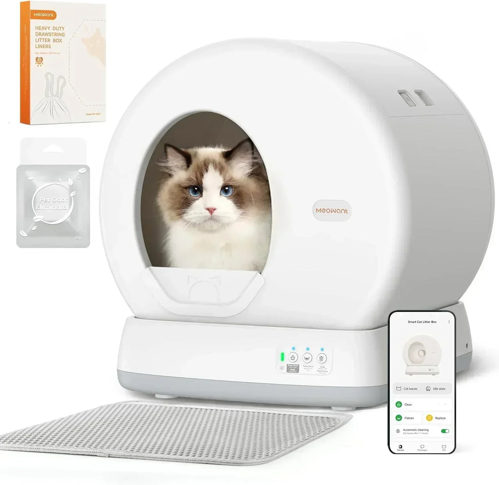 Self-Cleaning Cat Litter Box Integrated Safety Protection Automatic Cat Litter Box for Multi Cats wourant