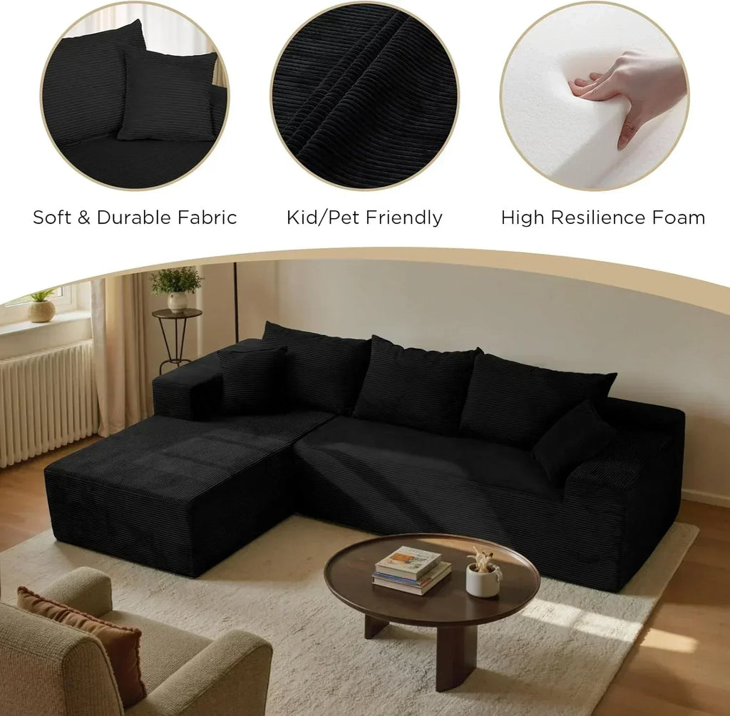 Cloud sofa with L-shaped lounge chair modern modular sofa with deep seats wourant