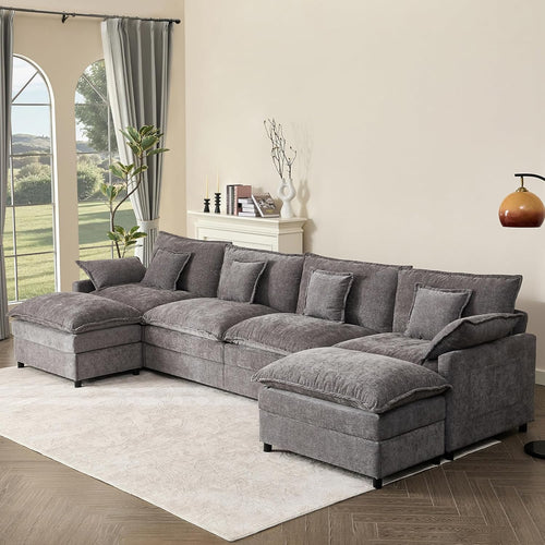 108 Inch U Shape Sofa Sectional Sofa Comfortable Cloud Sofa Living Room Deep Seat Sofa wourant