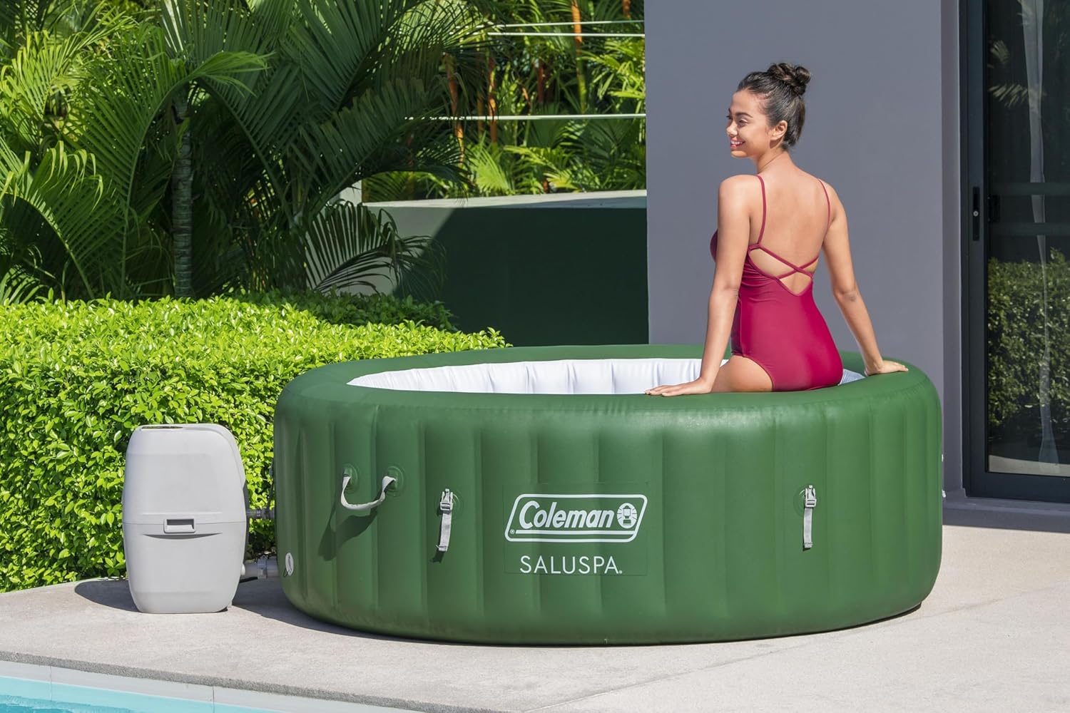 Bestway Palm Springs 4 to 6 Person EnergySense Smart AirJet Plus Inflatable Hot Tub Outdoor Spa wourant