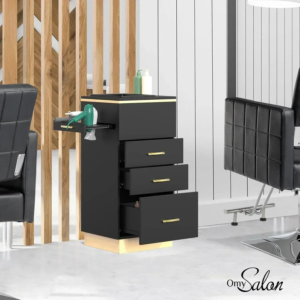 OmySalon Salon Storage Station Barber Stations Beauty Salon Spa Equipment with 3 Drawers wourant