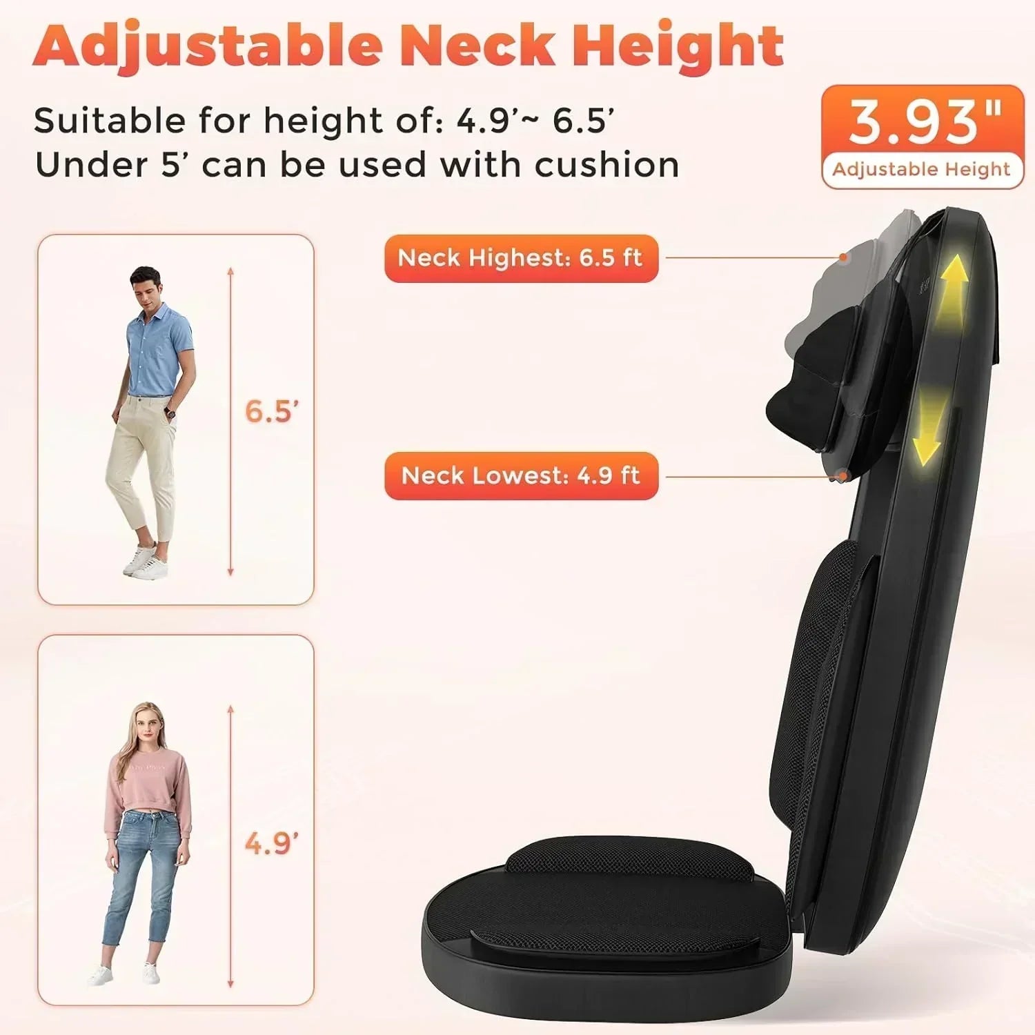4D Kneading Back Massager Comfortable Chair Back Massager Home Office Shiatsu Neck Massager wourant