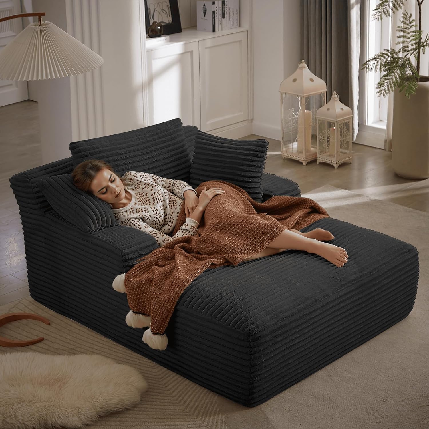 50-inch indoor recliner oversized corduroy upholstered boneless sofa bed deep sleeper sofa wourant