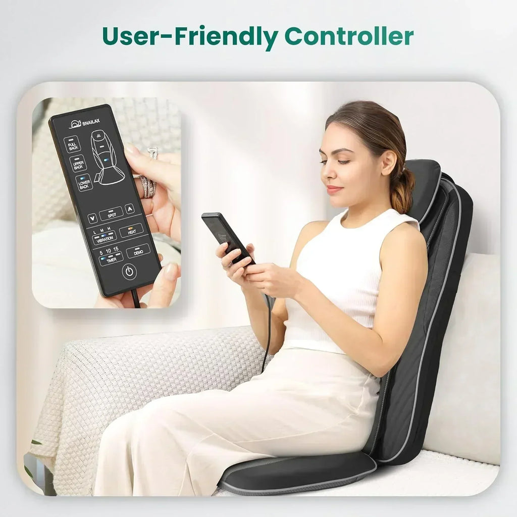 Snailax Shiatsu Massage Cushion with Heat Massage Chair Pad Kneading Back Massager for Home wourant