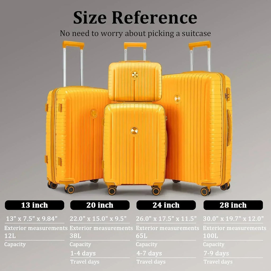 5-piece PP hardshell lightweight travel carry-on luggage set with dual spinner wheels wourant