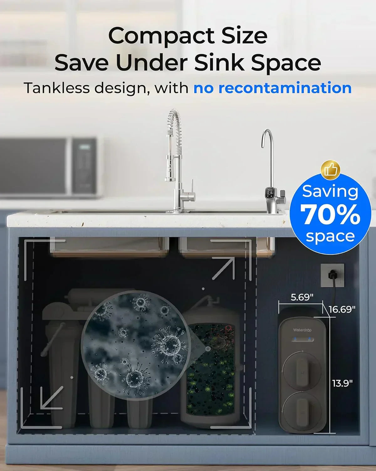 WaterDrop G5P700 reverse osmosis water filter 700G fast flow reverse osmosis system wourant