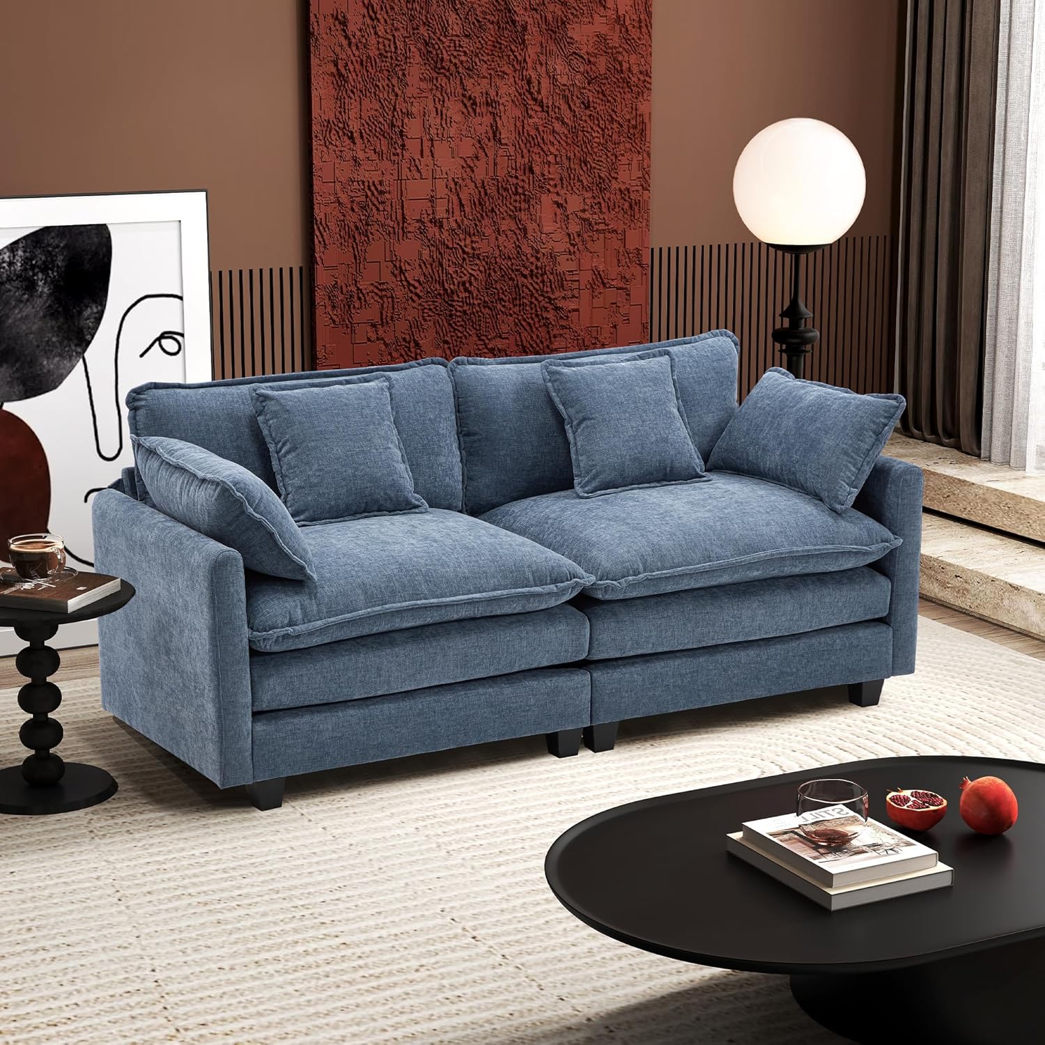 111.4 Inch L Shaped Modern Sofa Modular Cloud Sofa with Ottoman 4 Seater Chenille Deep Seat Sofa wourant