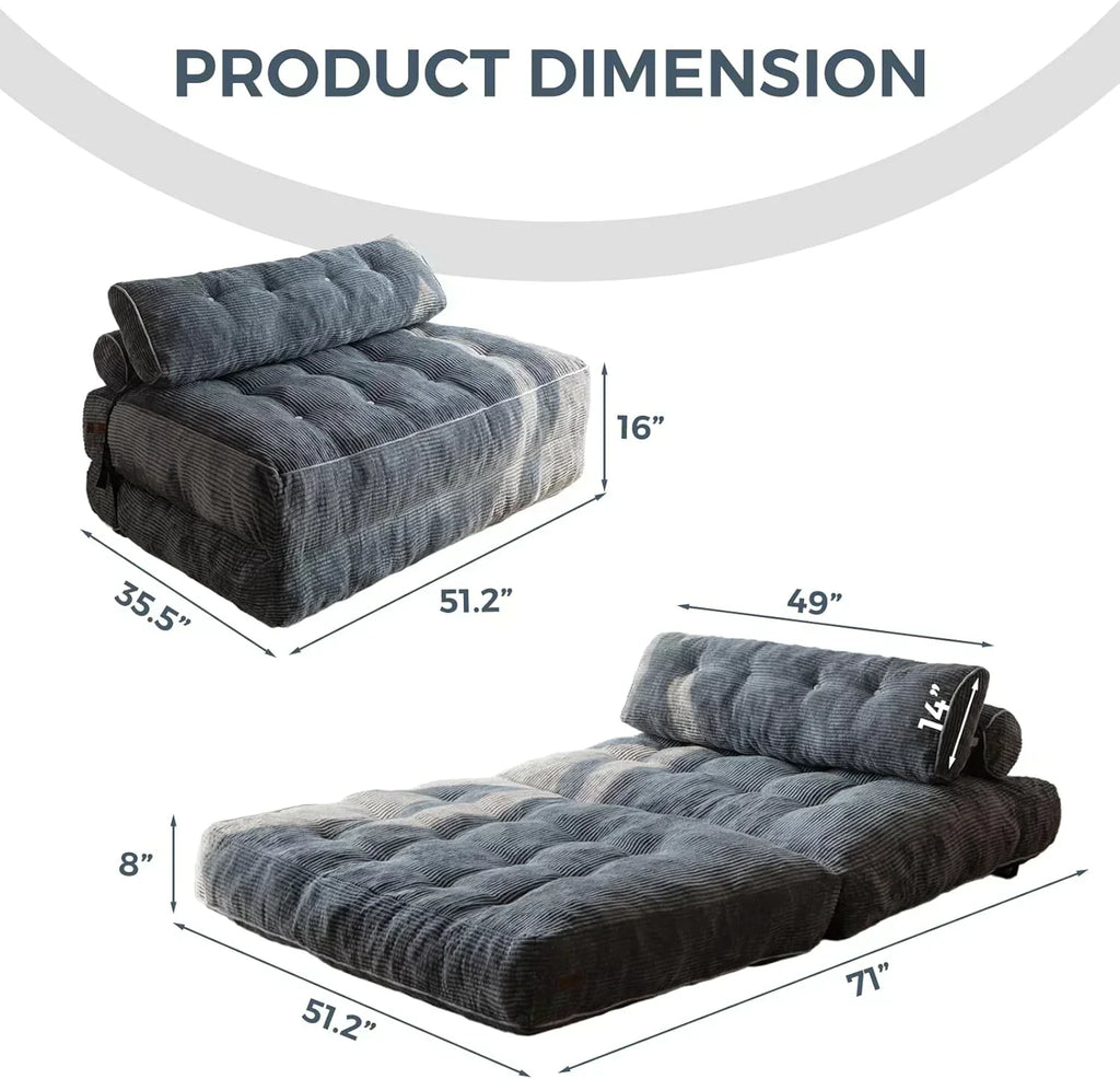 MAXYOYO Folding Sofa Bed Convertible Sleeper Chair with Pillow Foldable Mattress with Back Support wourant