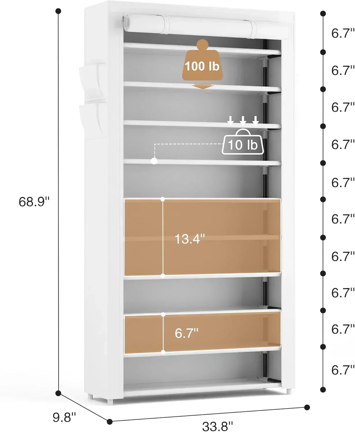 ROJASOP 10 Tier Shoe Rack with Covers Large Capacity Stackable Tall Shoe Shelf Storage wourant