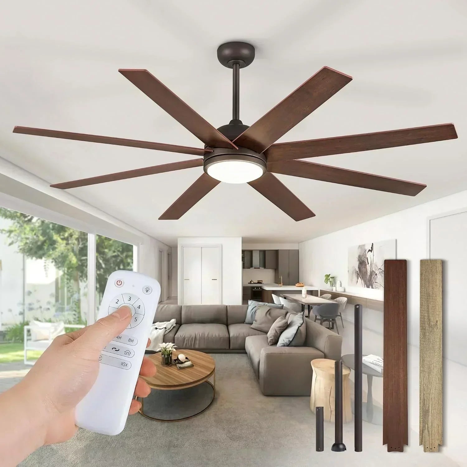 Ceiling Fan Indoor/Outdoor 8 Blades 65 inches wourant