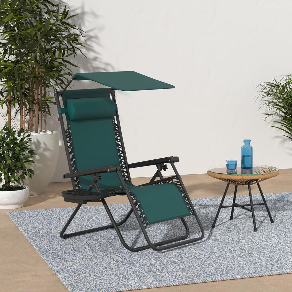 Best Choice Products Folding Zero Gravity Recliner Patio Lounge Chair Adjustable Canopy Shade wourant