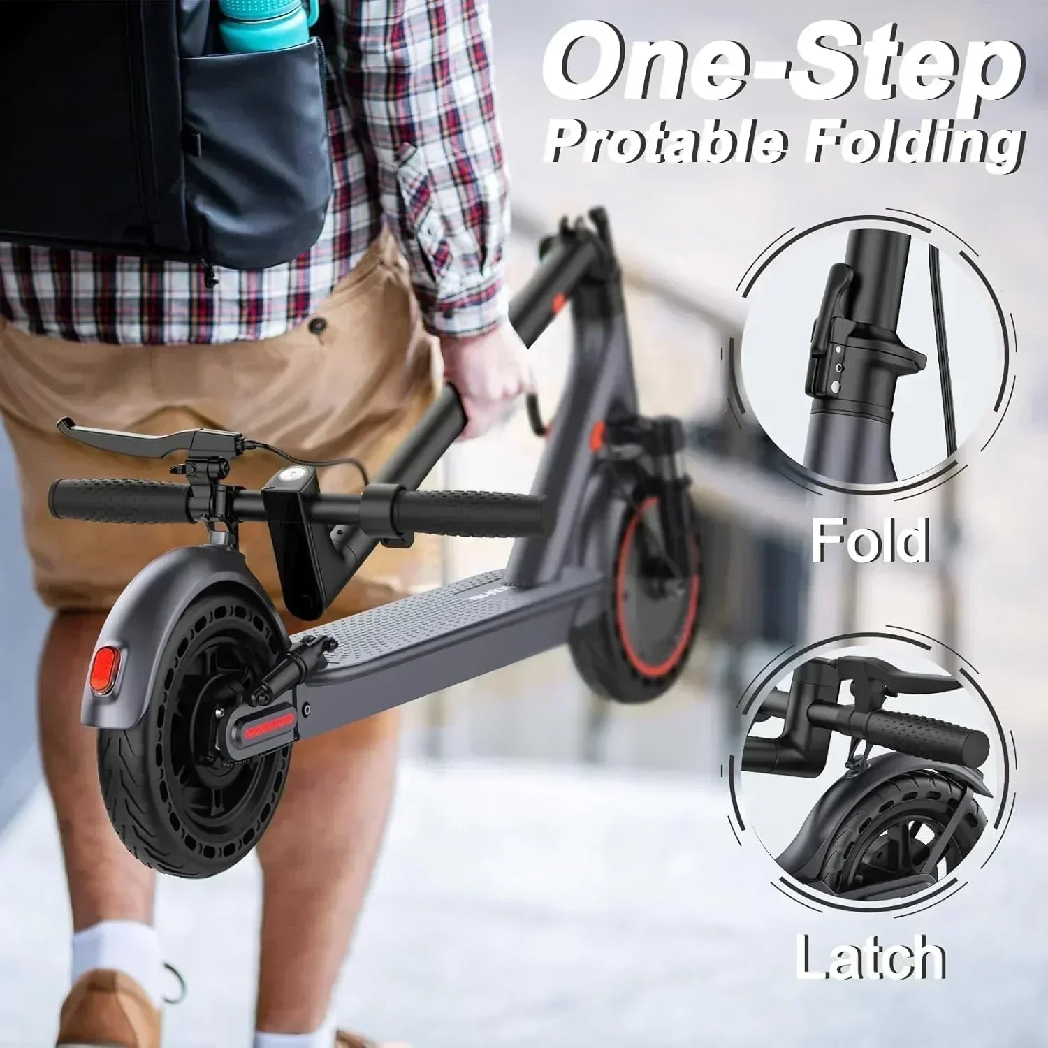 Electric Scooter 350W/500W Powerful Motor 8.5"/10" Solid Tires 19/22Mph 28/21/12 Miles Range wourant