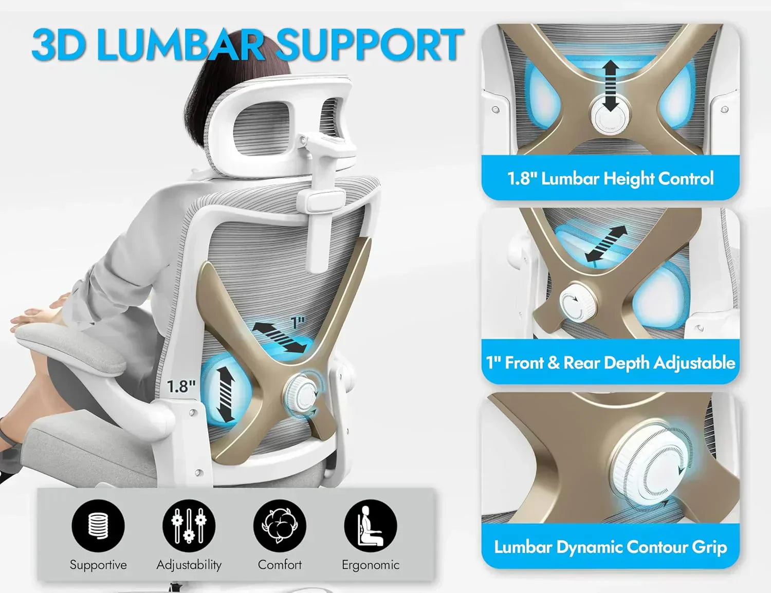 Office computer desk and chair gaming chair with lumbar support and headrest wourant