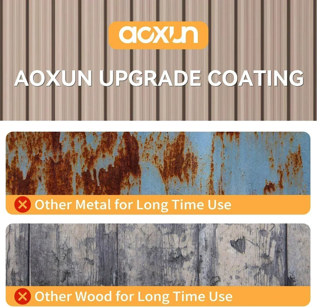 Aoxun 6.2x4 FT Shed Outdoor Storage Shed Metal Garden Shed Sloping Roof Tool Shed Bike Shed wourant