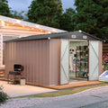 Aoxun 12x10 FT Shed Metal Outdoor Waterproof Storage Shed Steel Utility Garden Tool Shed wourant