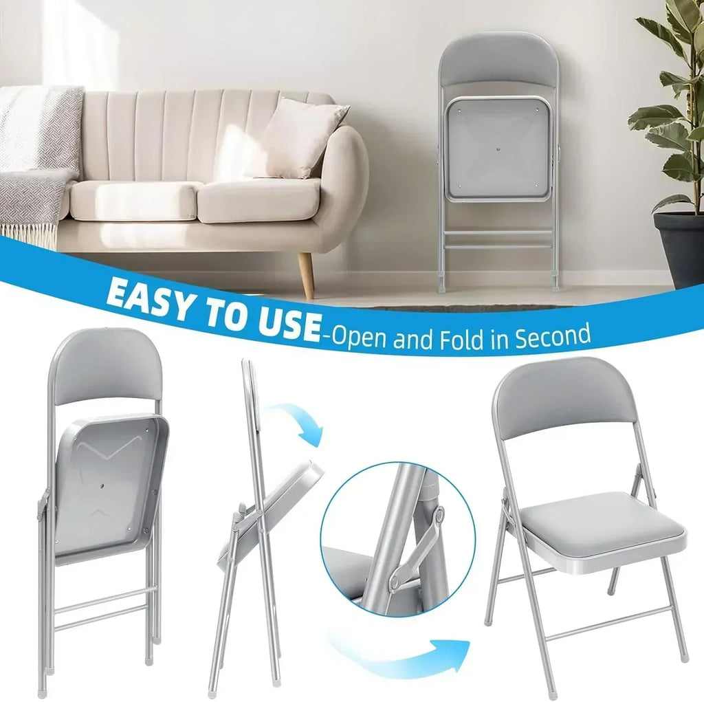 6 Pack Black Folding Chairs with Leather Chairs Events Office Wedding Party Upholstered Chairs wourant