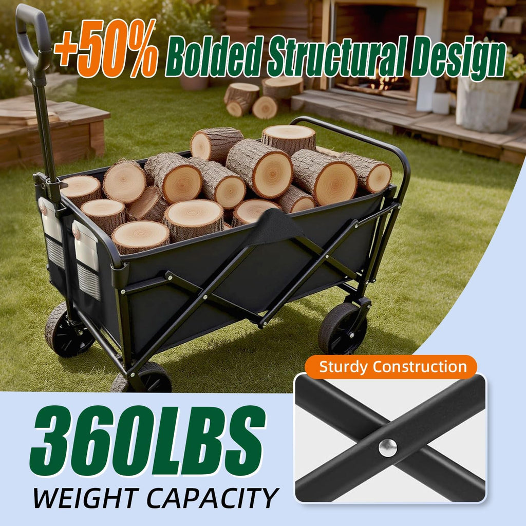 Foldable 4-wheel cart foldable 37 inches long 480 lb capacity heavy-duty beach cart wourant