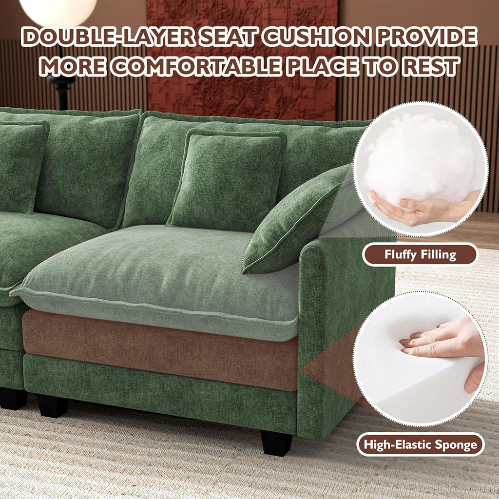ihanherry 146-inch U-shaped modern sofa modular area cloud sofa wourant