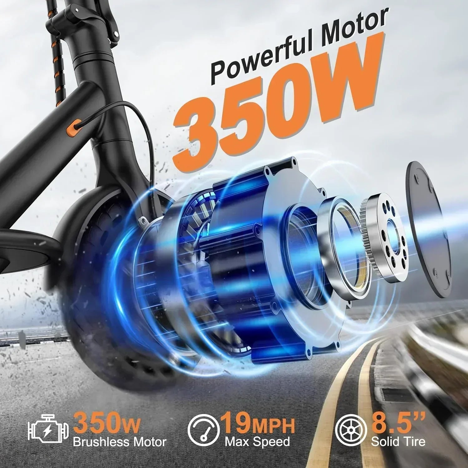 Volpam electric scooter Powerful electric motor Solid tires 28/21/12 mile range wourant