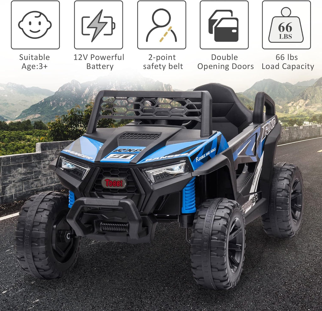 TOBBI 12V Kids Ride on Car Electric Off-Road UTV Truck with Diverse Functions Double Open Doors wourant