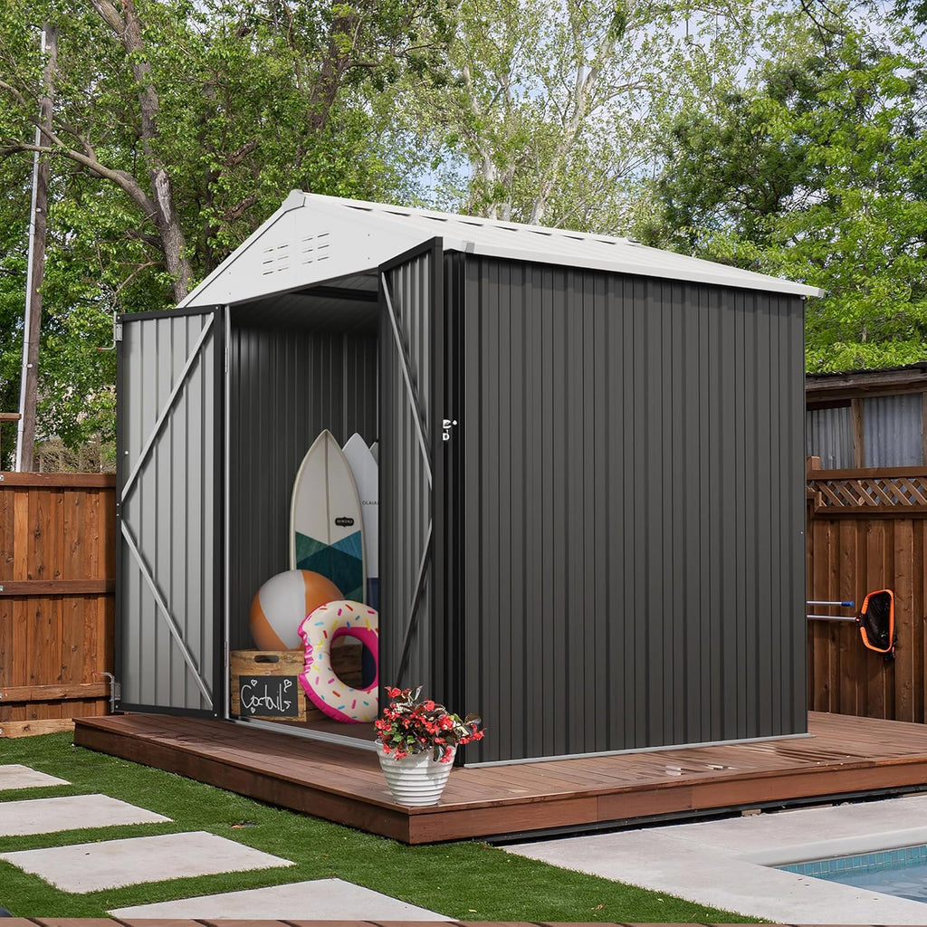 Devoko Outdoor Storage Shed Lockable Metal Garden Shed Steel Anti-Corrosion Storage House wourant