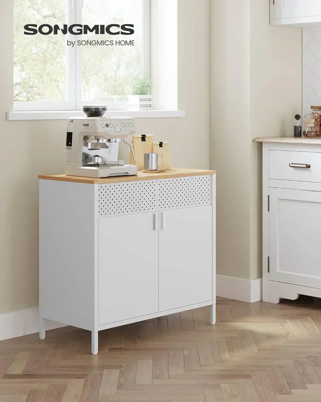 SONGMICS Storage Cabinet Metal Cabinet Sideboard with 2 Doors 15.7 x 31.5 x 29.9 inches wourant