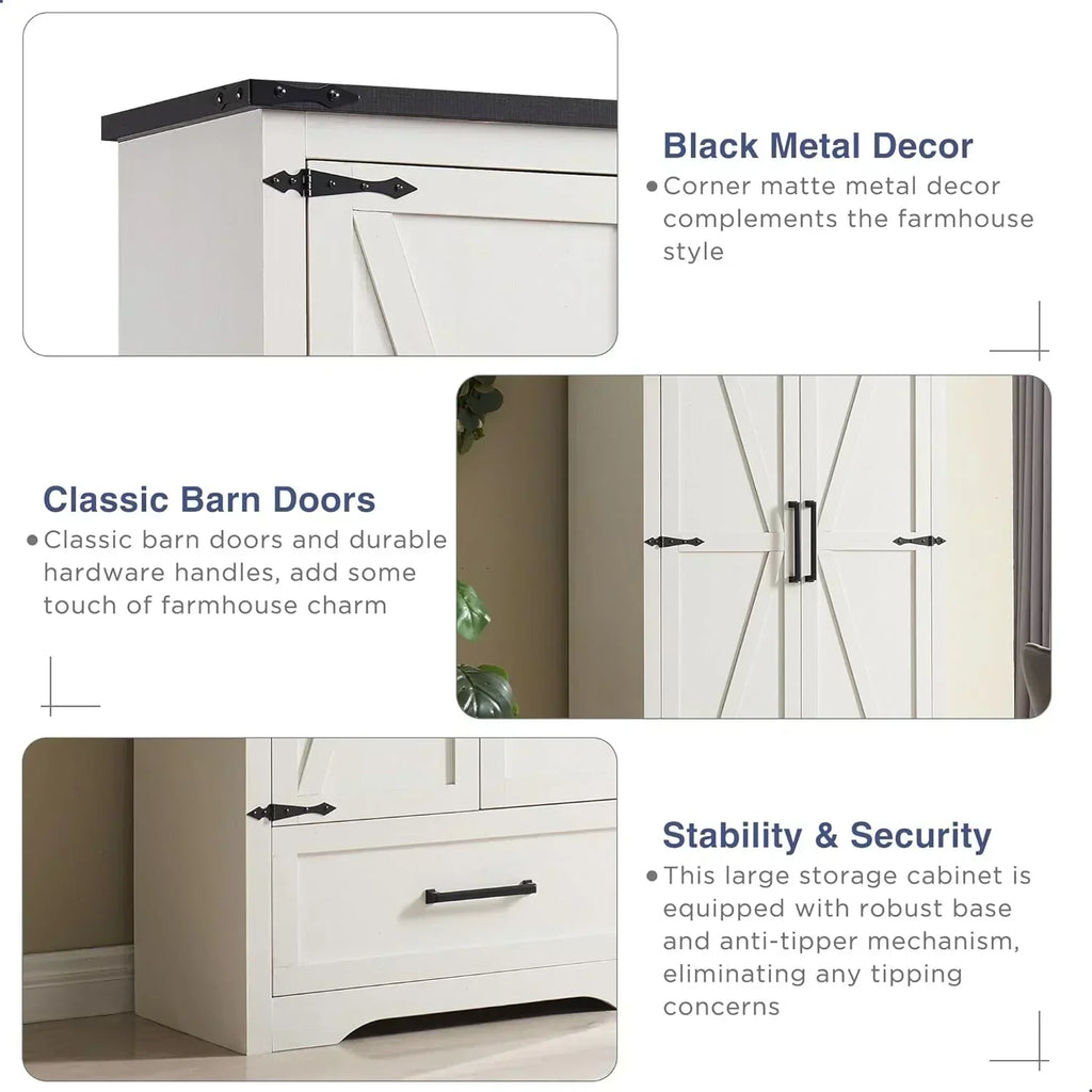 JXQTLINGMU Farmhouse Kitchen Pantry 72" Tall Wood Kitchen Storage Cabinet Adjustable Shelves wourant