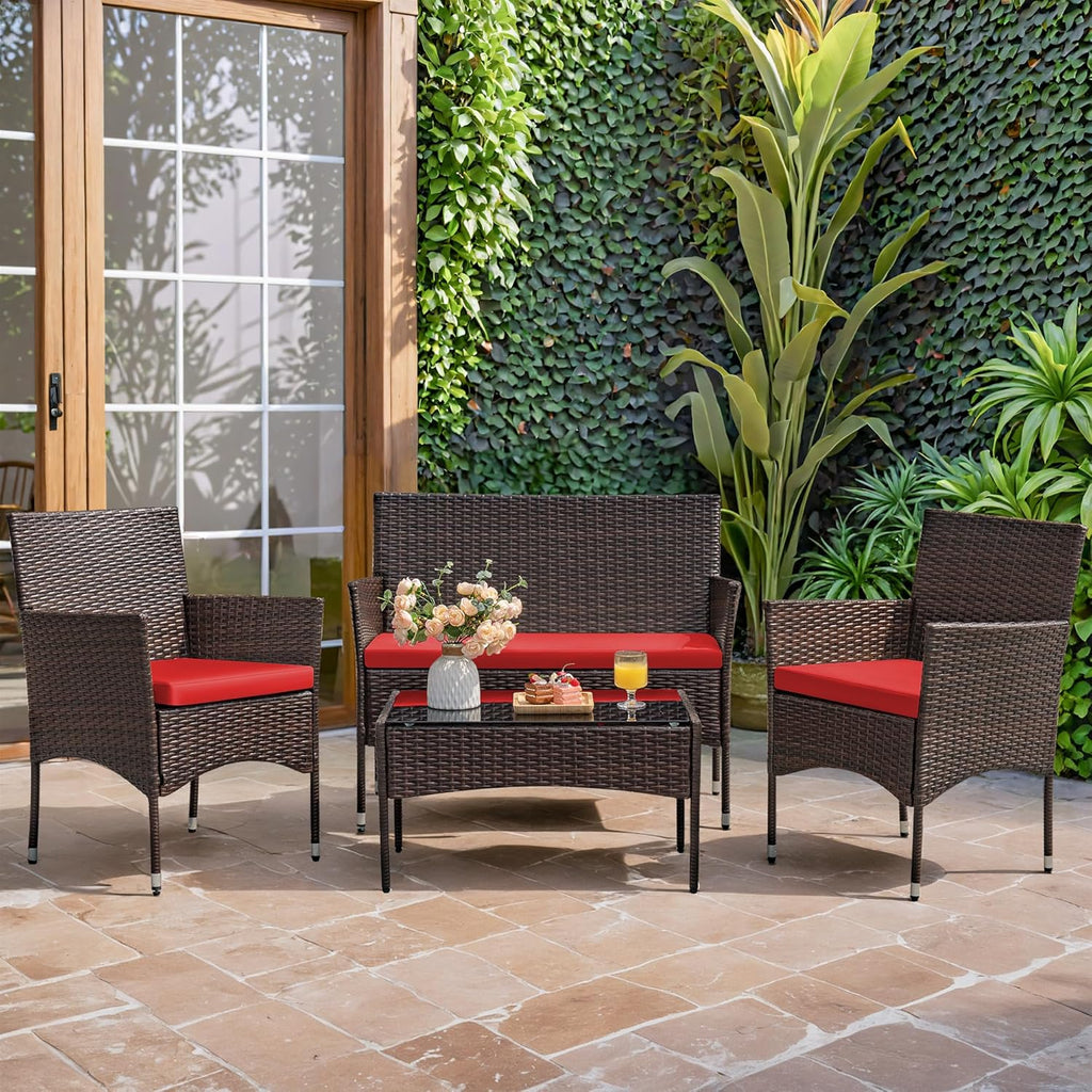 Homall 4-piece outdoor patio furniture set rattan chair wicker set wourant
