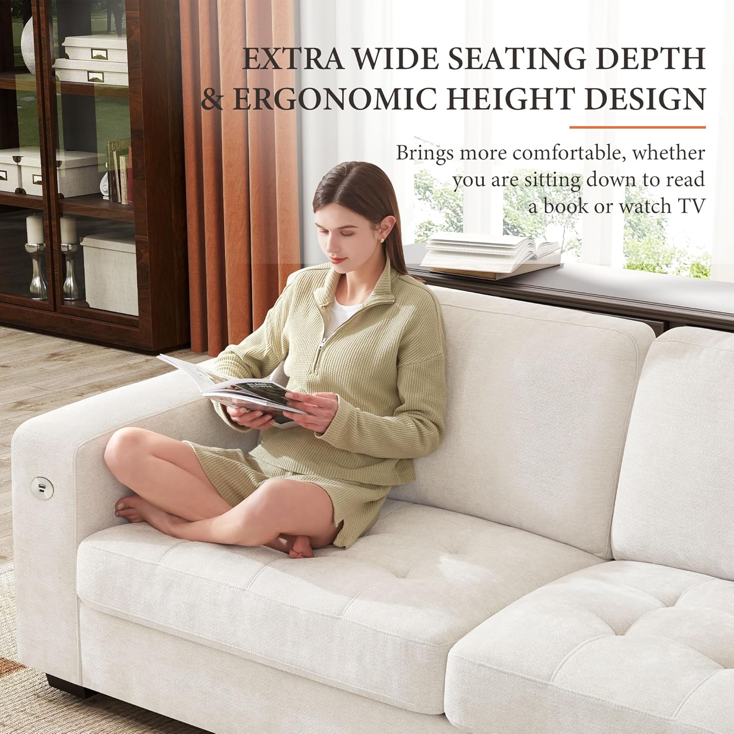 ihanherry 146-inch U-shaped modern sofa modular area cloud sofa wourant