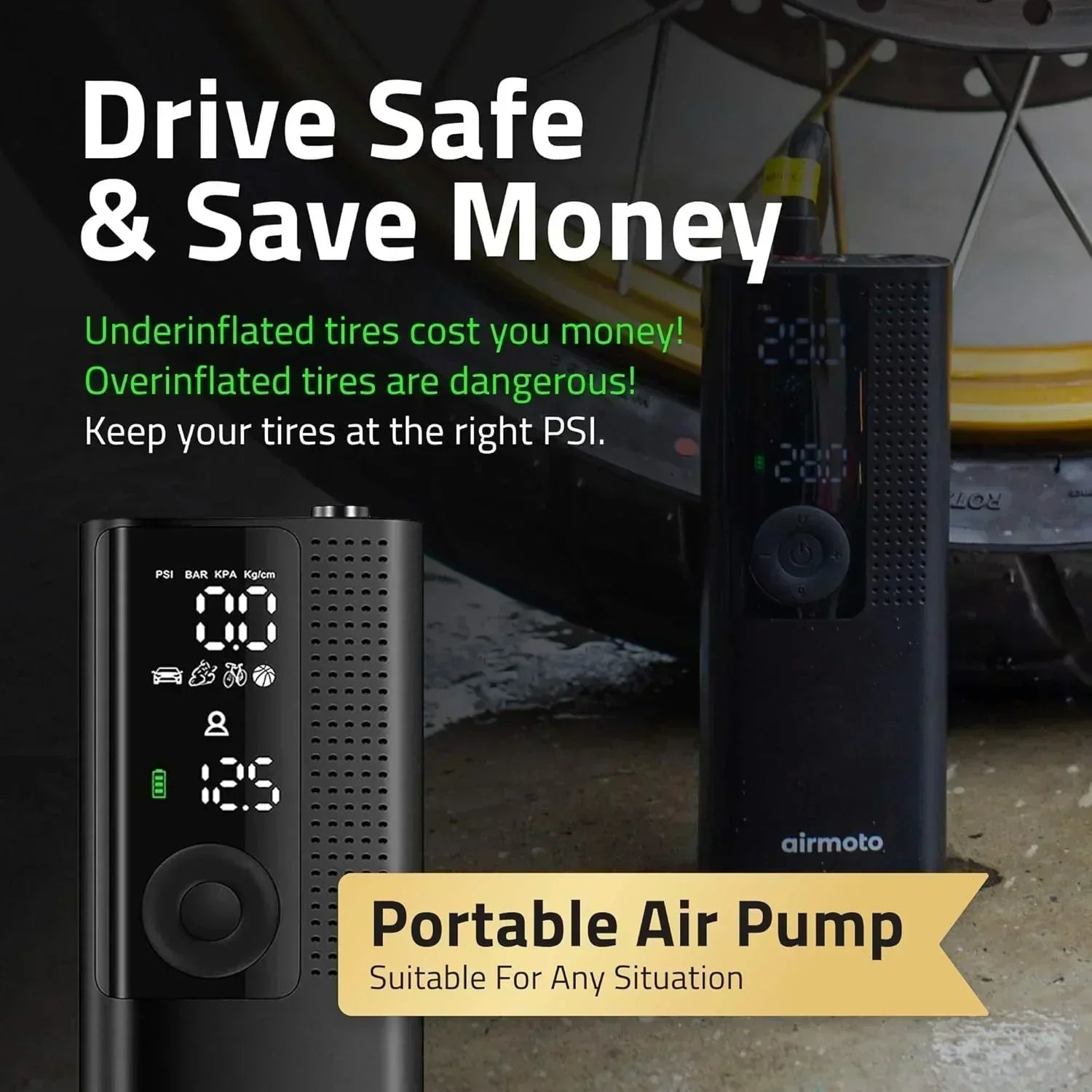 Power Kit Bundle Deal 2-Pack Tire Inflation Portable Air Compressor with Power Kit for Charging wourant