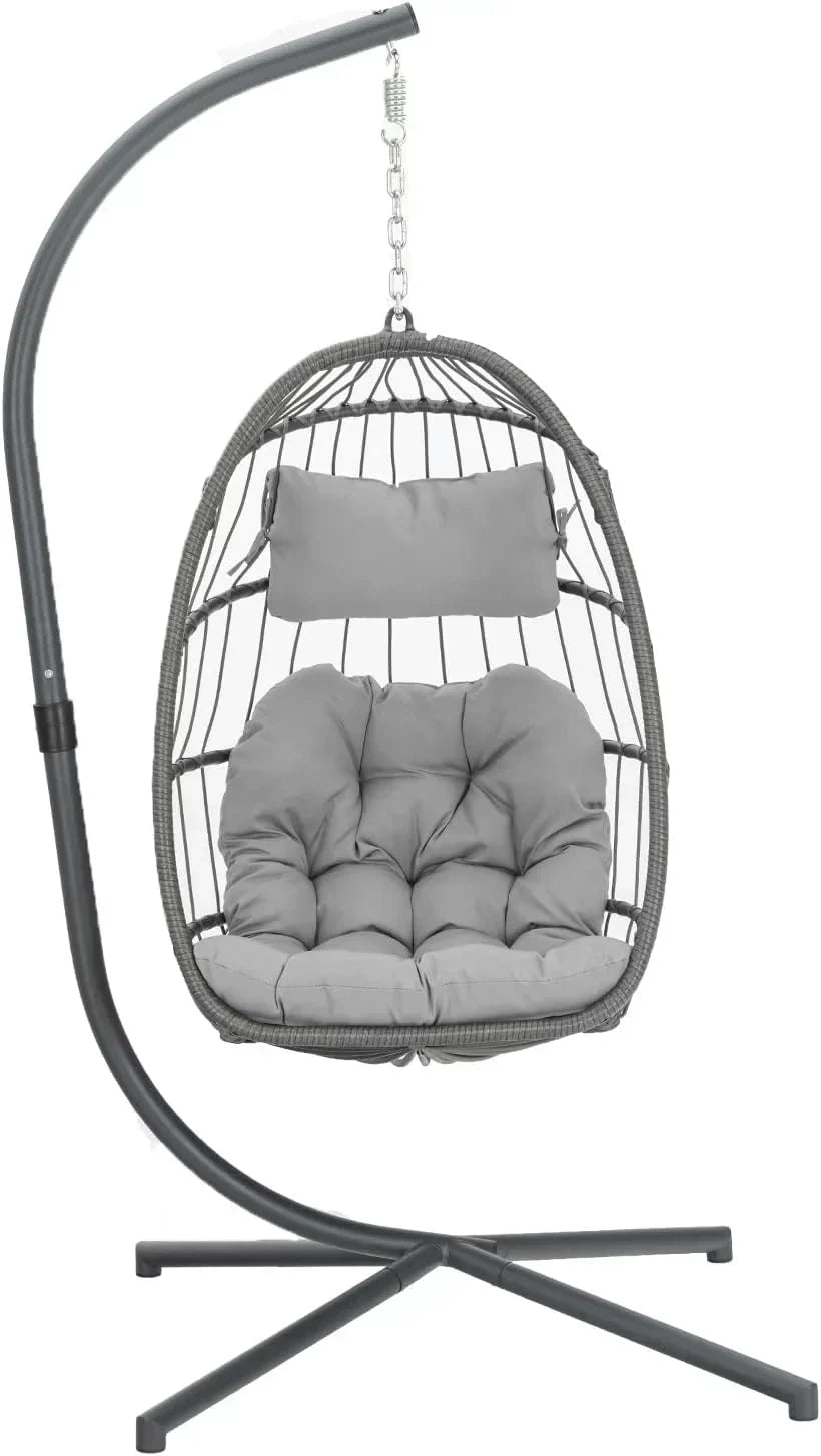 Yechen Indoor Outdoor Egg Hanging Chair Stand Patio Wicker Swing Egg Chair Swinging Chair wourant