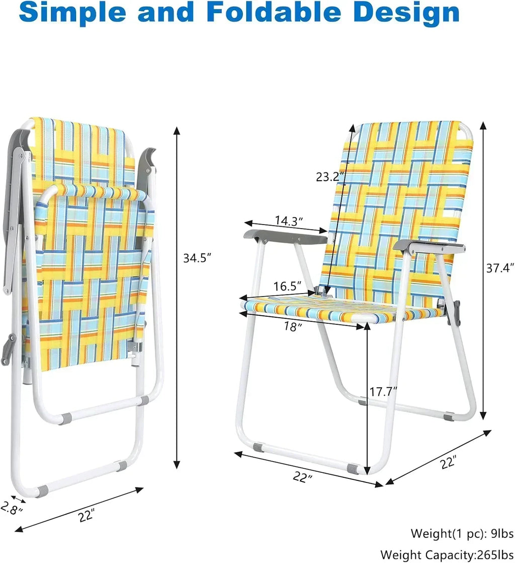 VINGLI Patio Lawn Webbed Folding Chairs Set of 2 Outdoor Beach Portable Lawn Chair wourant