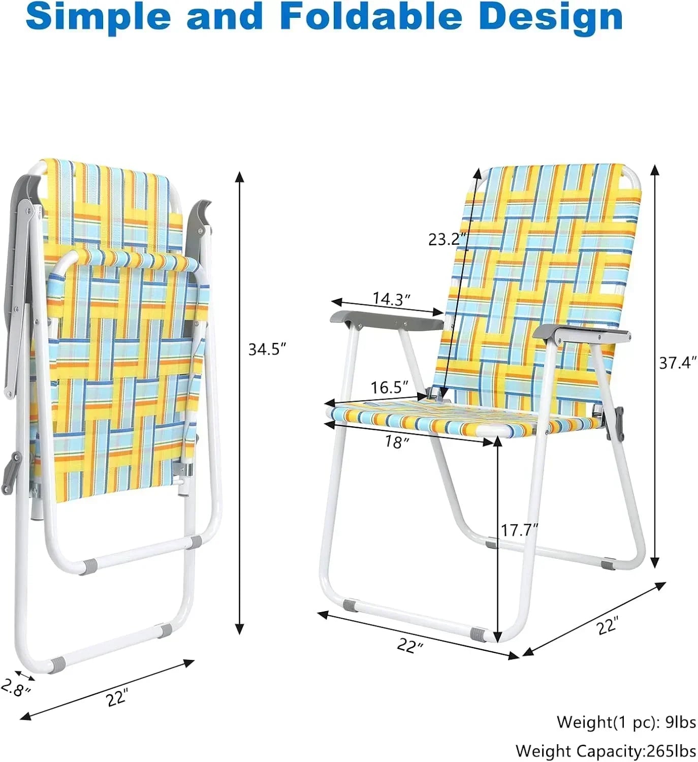 VINGLI Patio Lawn Webbed Folding Chairs Set of 2 Outdoor Beach Portable Lawn Chair wourant