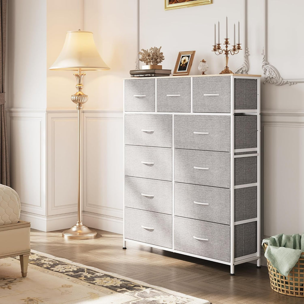 Storage Organizer Unit with 11 Fabric Bins, Storage Drawers Organizer with Steel Frame, Tall Storage Tower Organizaton wourant
