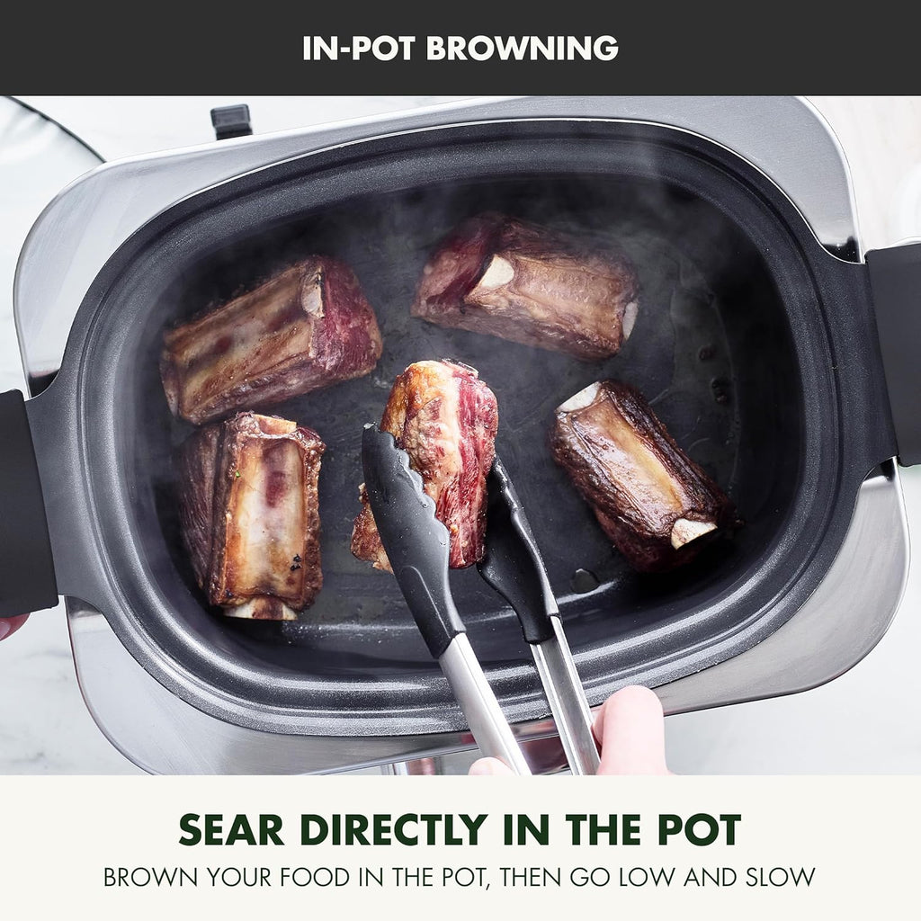 8-in-1 Programmable 6QT Electric Slow Cooker with Dishwasher-Safe Lid and Removable Base wourant